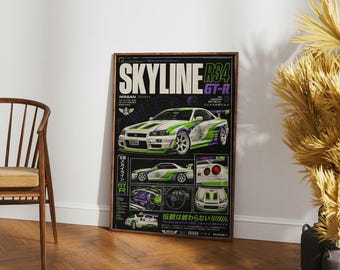 Nissan Skyline R34 GT-R JDM Car Print