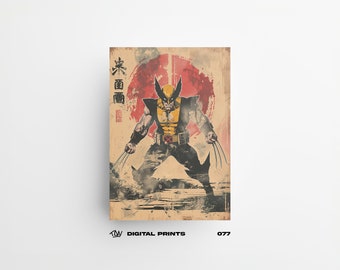 Wolverine 077 Japanese Art Style Digital Print Poster - Exclusive comic book Poster, High Quality Instant Download