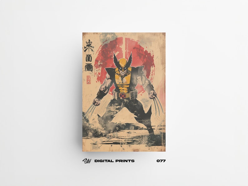 Wolverine 077 Japanese Art Style Digital Print Poster - Exclusive comic book Poster, High Quality Instant Download