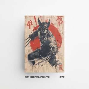 Wolverine 076 Poster Japanese Art Style Digital Print - Exclusive Marvel comic book Poster, High Quality Instant Download