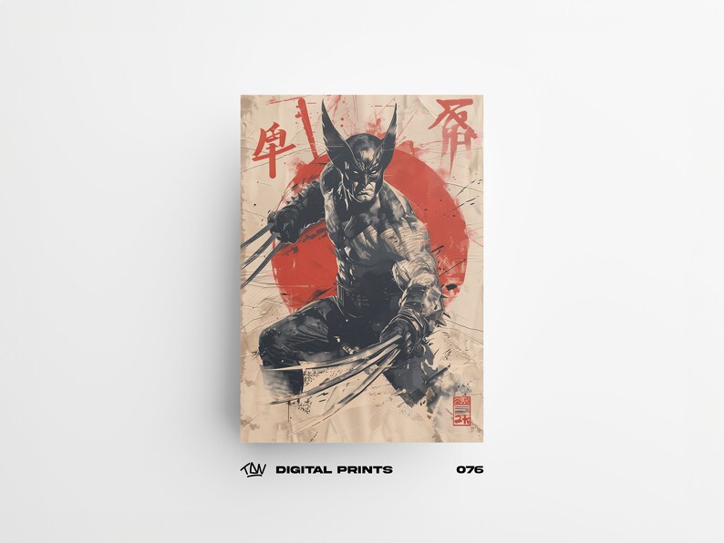 Wolverine 076 Poster Japanese Art Style Digital Print - Exclusive Marvel comic book Poster, High Quality Instant Download