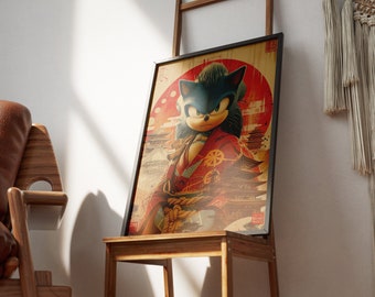 The Hedgehog 044 Poster Japanese Art Style Digital Print - Exclusive Sonic-fast Poster, Instant Download