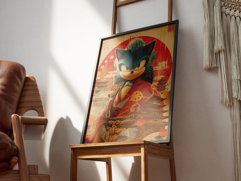 The Hedgehog 044 Poster Japanese Art Style Digital Print - Exclusive Sonic-fast Poster, Instant Download