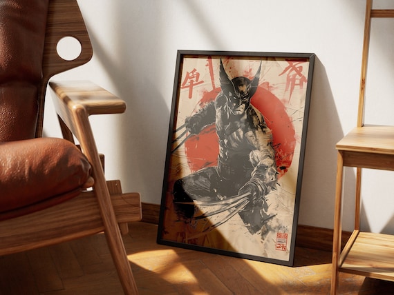 Wolverine Japanese Art Poster, Superhero Wall Decor (Digital Print )