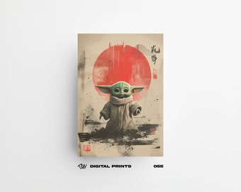 Baby Alien 054 Grogu Japanese Art Style Digital Print Poster - Exclusive Space War Mando Poster, High Quality Instant Download