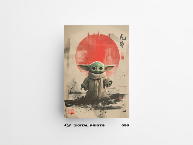 Baby Alien 054 Grogu Japanese Art Style Digital Print Poster - Exclusive Space War Mando Poster, High Quality Instant Download
