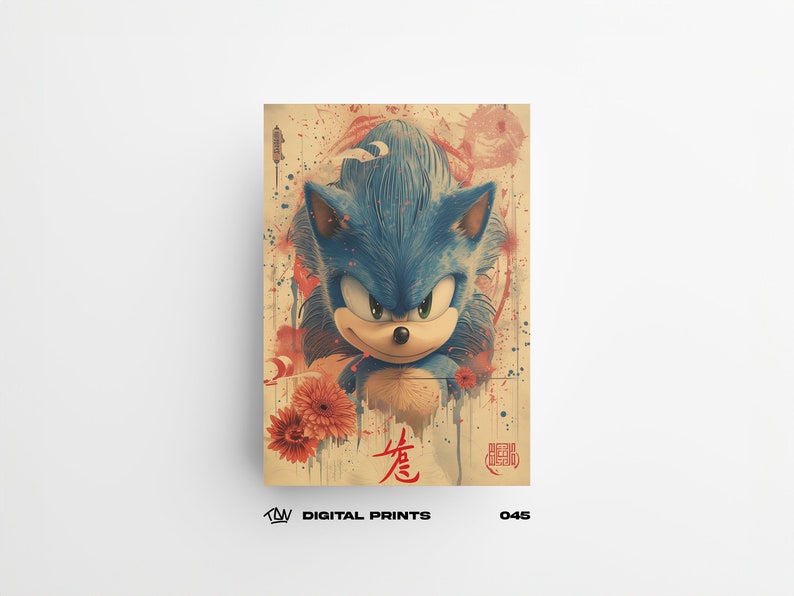 The Hedgehog 045 Japanese Art Style Digital Print Poster Design - Exclusive Sonic-fast Poster, Instant Download