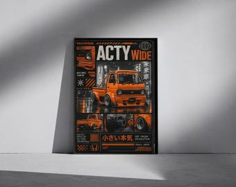Honda Acty Wide Digital Download, Kei Truck Printable Wall Art, JDM Japanese Car Print