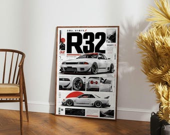 Nissan Skyline R32 Liberty Walk Poster JDM Car Wall Art Print GTR Garage Decor