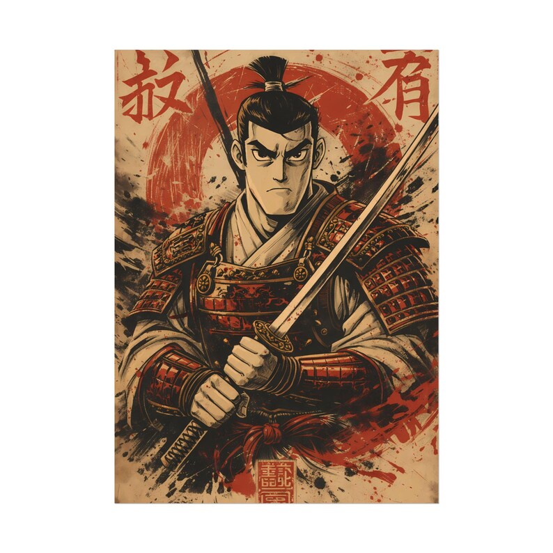 Samurai Warrior Abstract Art Print – Japanese Bushido Katana Home Decor ...