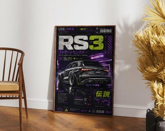 Audi RS3 Widebody Cyberpunk Car Art