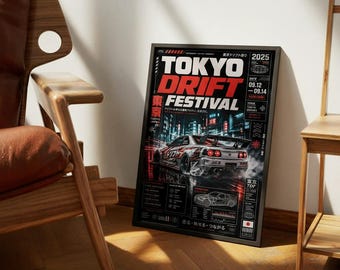 Nissan Skyline R34 GTR Tokyo Drift Festival Poster