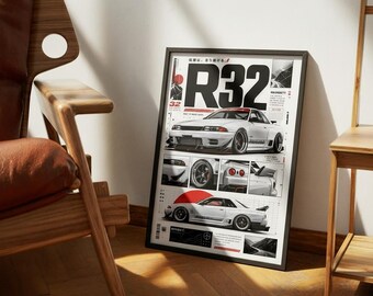 Nissan Skyline R32 Liberty Walk Poster: JDM Wide Body GTR Wall Art Print