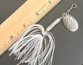 TNO Spin 2.0 Pearl/Green Pumpkin Sexy Shad 1/2oz Specialty Made Bass Size Fishing Inline Spinners Powder Coated Finishes Silicone Tied Skirt