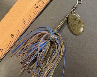 TNO Spin 2.0 Black Dusted Pumpkin Craw 1/2oz. Specialty Made Bass Size Fishing Inline Spinners Powder Coated Finishes Silicone Tied Skirts