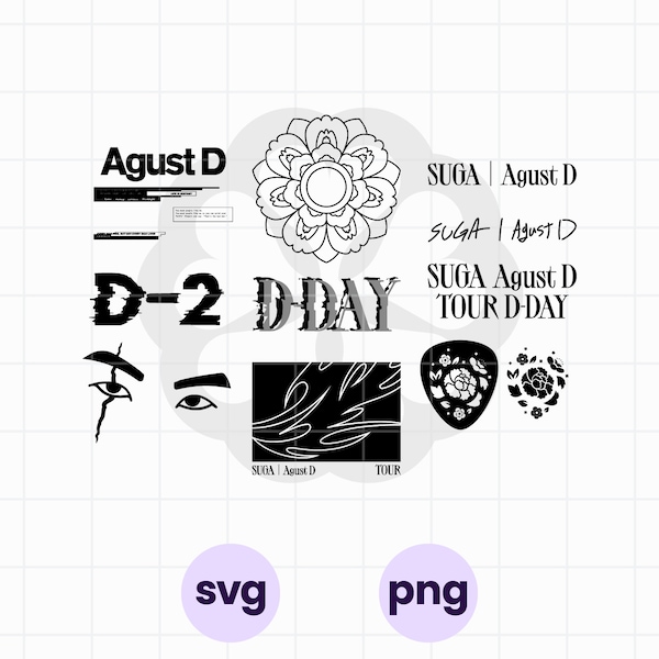 Agust D SVG Bundle | png | Conception de produits dérivés du film Suga D | Inspiré de la tournée mondiale Agust D