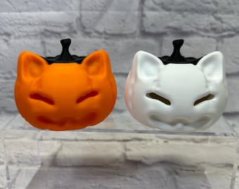 Illuminated Cat Jack o' Lantern: Spooky Halloween Decor with LED Tea Light