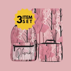 Sac à dos Woodland pour enfants avec couverture assortie Sac à lunch pour enfants Cartable d'école personnalisé Sac de soirée pyjama Sac avec nom personnalisé Ensemble cadeau de douche pour bébé