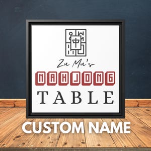 Framed Personalized Mahjong Table Art Print Grandma&#39;s Mahjong Table Custom Name Art Christmas Gift for Mahjong Lover Framed Print for Her