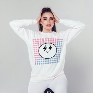Retro Smiley Face Sweatshirt: Positive Vibes, Friend Gift