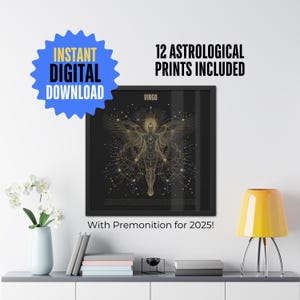 Zodiac Astrological Sign Prints 2025 Year Premonitions Digital Download Christmas Gift for Him Instant Download All Zodiac Signs Included