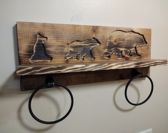 Rustic Northwoods Bear Towel Holder