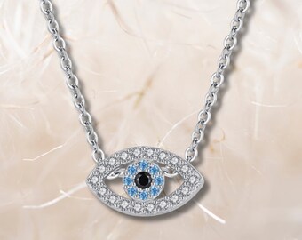 Evil Eye Charm Necklace Third Eye Minimalist Eye Charm Dainty Eye Protection Jewelry Personalized Gifts Best Friend Gift Protection Necklace