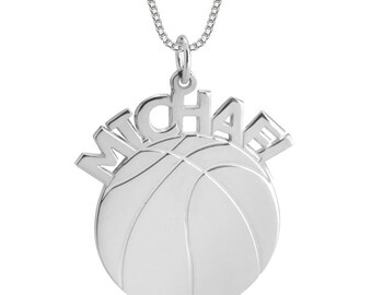 Personalized Basketball Name Necklace, Custom Basketball Jewelry, Athlete Gift, Basketball Player Gift, Sports Name Necklace for Girls Boys