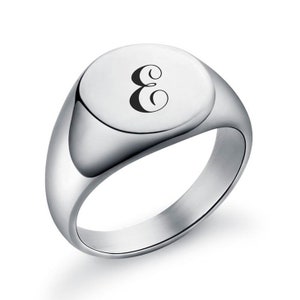 Round Signet Ring Personalized Initial Ring Sterling Silver Letter Ring Signet Initial Ring Personalized Gift Dainty Initial Jewelry