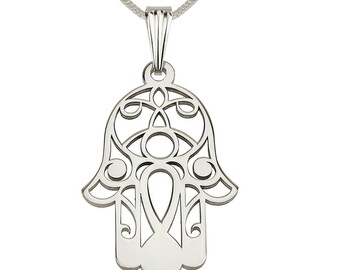 Hamsa Necklace Hamsa Hand Necklace Sterling Silver Hamsa Hand Necklace Hand of Fatima Pendant Evil Eye Necklace for Women