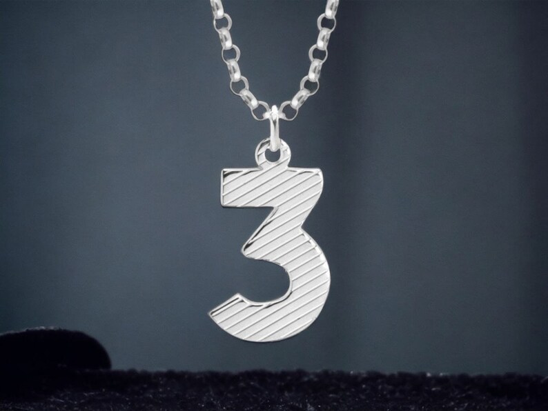 Textured Number Necklace Custom Number Necklace Gold Number Necklace