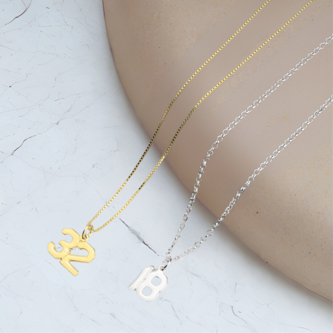 Custom number necklace number necklace gold number necklace sports