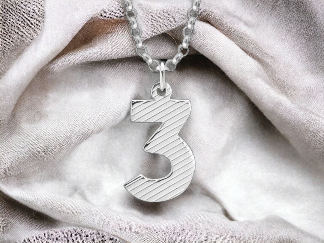 Textured Number Necklace Custom Number Necklace Gold Number Necklace