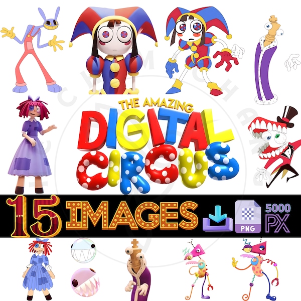 The Amazing Circus Digital 15 Images PNG haute résolution (téléchargement numérique) pour invitations, affiches, t-shirts, scrapbooking, fabrication de cartes