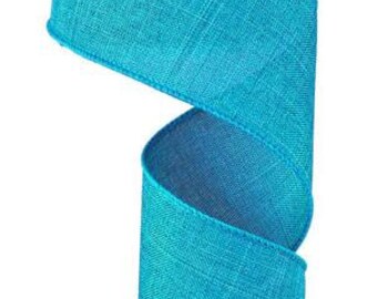 Turquoise Royal Burlap Wire Edge Ribbon, 2.5" x 10 Yard Spool, RG1279A2