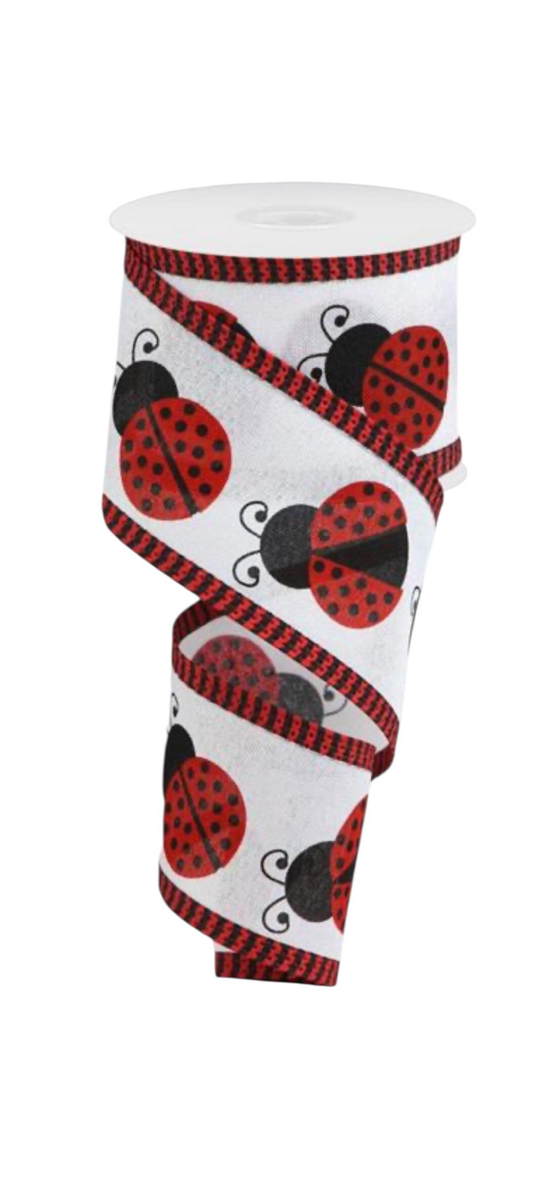 Ladybug Ribbon With Red/black Stripe Wire Edges, 2.5” X 10 Yards - Etsy