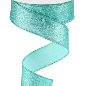 Shimmer Glitter Wire Edge Ribbon:  Ice Blue, 1.5” x 10 yards