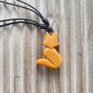Handmade Fox Necklace Wooden Pendant, Carved Wood Fox Jewelry for Women & Men, Rustic Animal Necklace, Unique Nature Charm, Fox Gift Idea