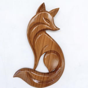 Handmade Fox Wood Wall Art, Fox Decor for Living Room, Hand Carved Fox Wall Art, Unique Teak Wood Sculpture, Rustic Woodland Decor, Fox Wall