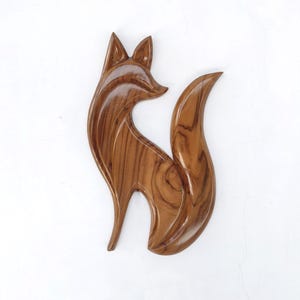 Handmade Fox Wood Carving Wall Art, Unique Fox Teak Wood Decor, Rustic Animal Wall Hanging, Woodland Home Accent, Hand Carved Fox Wall Art