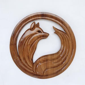 Handmade Wolf Wood Wall Art, Rustic Carved Teak Decor, Nature Inspired Wall Hanging, Wooden Wolf Decor, Rustic Animal Wall Hanging, Wolf