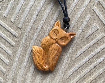 Hand Carved Wood Owl Necklace: Nature Jewelry Gift