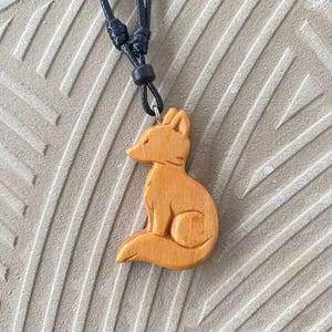 Fox Necklace Carved Wooden Pendant, Handmade Fox Wooden Necklace For Women and For Men, Fox Necklace Charms, Fox Wood Necklace Pendant