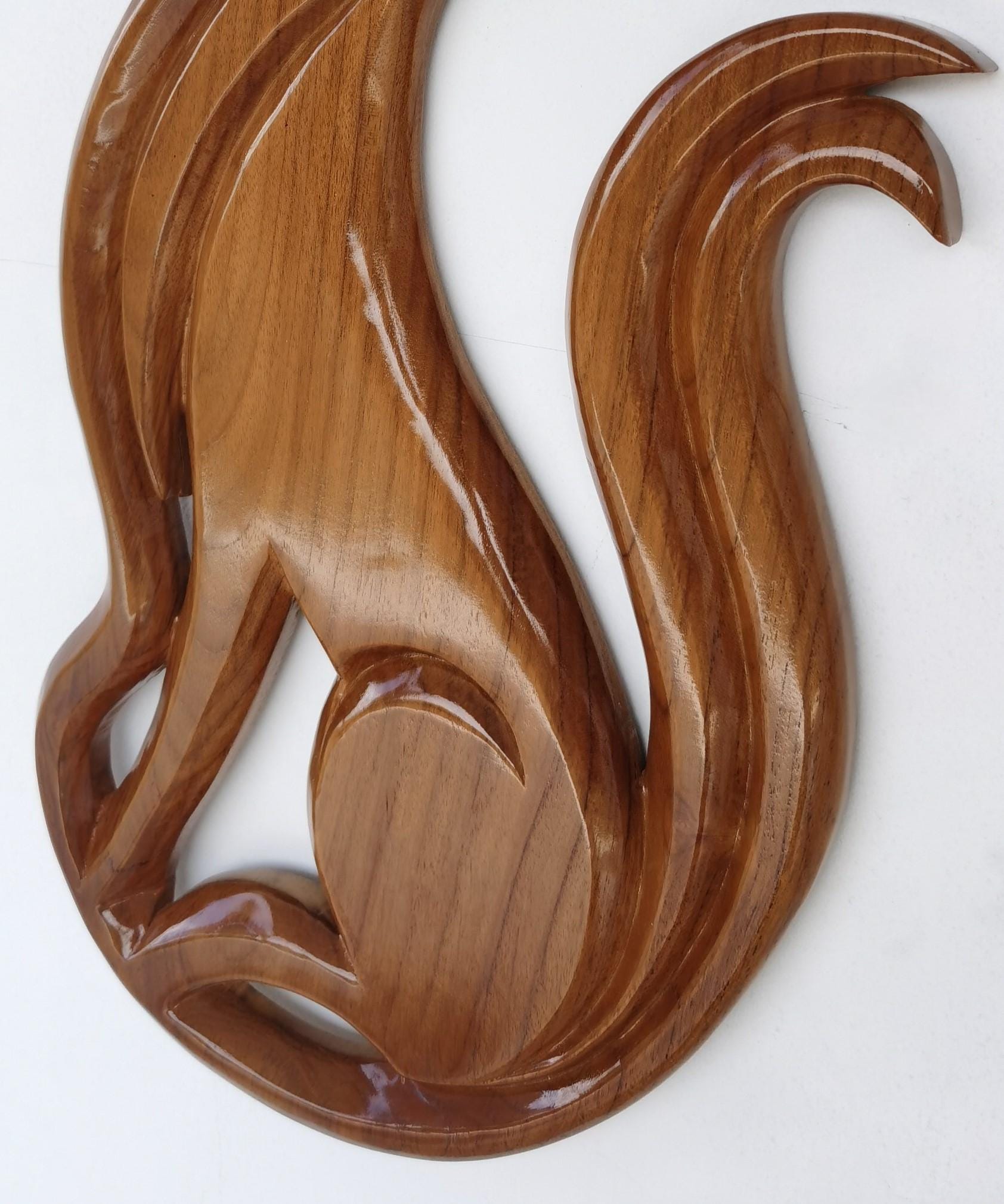 Décoration murale en bois Intarsia faite à la main Motif loup dans les