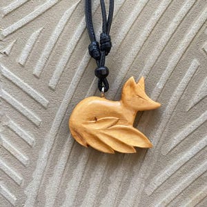 Handmade Wooden Fox Pendant Necklace, Handmade Fox Wooden Necklace For Women and For Men, Fox Necklace Charms, Fox Wood Necklace Pendant