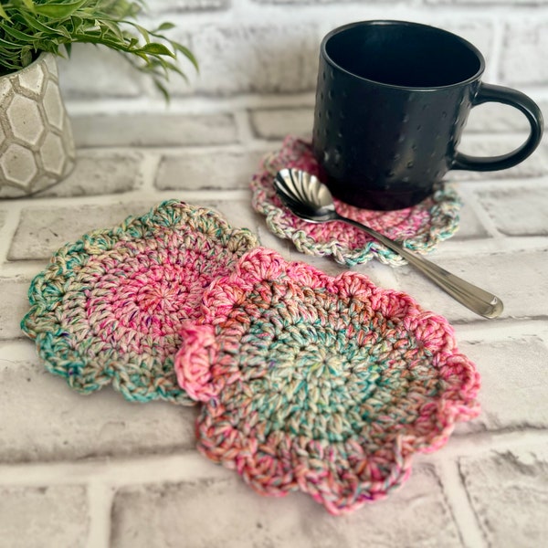 Knit Mug Rugs, Set of 3 Mug Rugs, Crocheted Mug Coasters, Coffee Coasters, Easter Mug Rugs, Modern Coffee Coasters, Mother's Day Gift