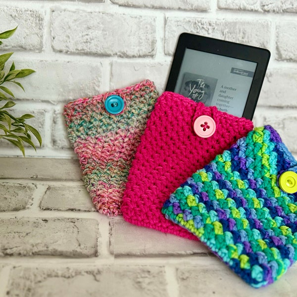 Crochet Kindle Sleeve, Button, Crochet Kindle Cover, E-Reader Sleeve, Crochet E-reader sleeve, Crochet E-reader cover, Handmade Kindle Cover