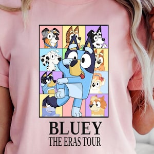 Bluey Eras Tour Shirt, Bluey Mom and Kids Matching Shirt, Blue Dog Kids Birthday tshirt, Bluey Cartoon Shirts,Gift for Bluey Fans