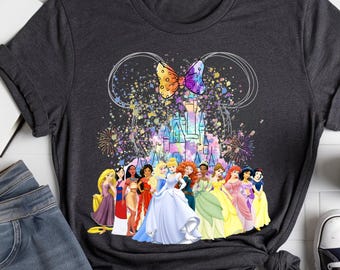 Disney Princess, Watercolor Graphic Shirt | Ring-Spun Cotton, Unisex Tee Sizes XS-4XL, Youth Toddler Baby