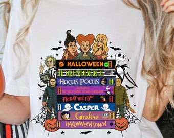 VHS Stack Halloween Shirt, Retro Spooky Movie Tee Hocus Pocus Coraline Beetlejuice Fans shirt, halloween movie sweatshirt
